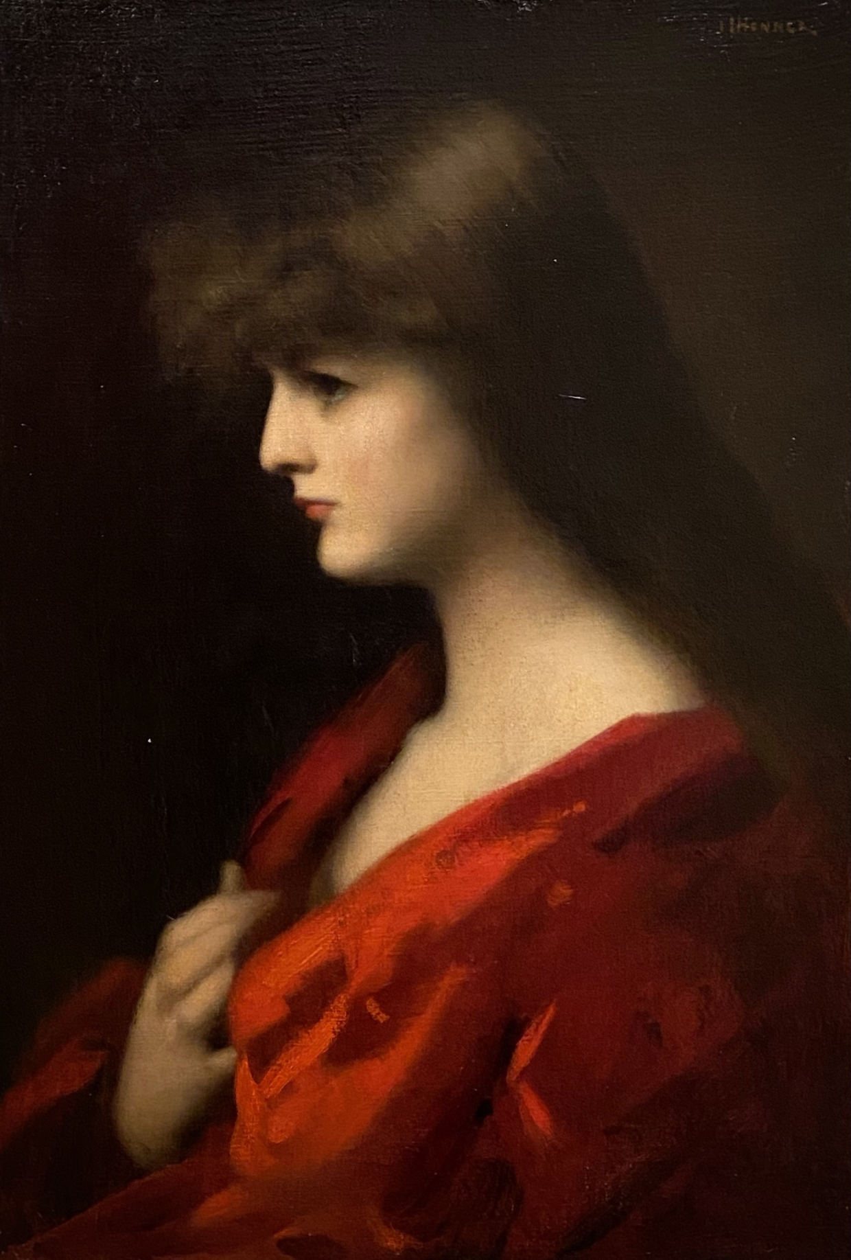 Jean-Jacques Henner. Study of Woman in Red, 1890-s. Hermitage SPb