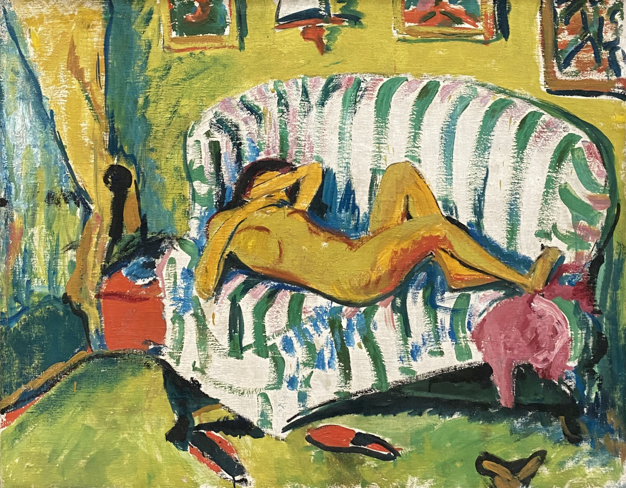Erich Heckel. Reclining Girl (Nude on Sofa). 1909. Pinakothek der moderne. Munich.
