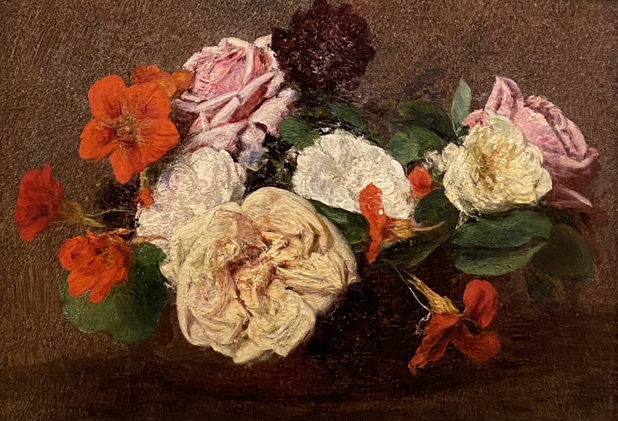 Henri Fantin-Latour. Bouquet of Roses and Nasturtiums. 1883. Hermitage