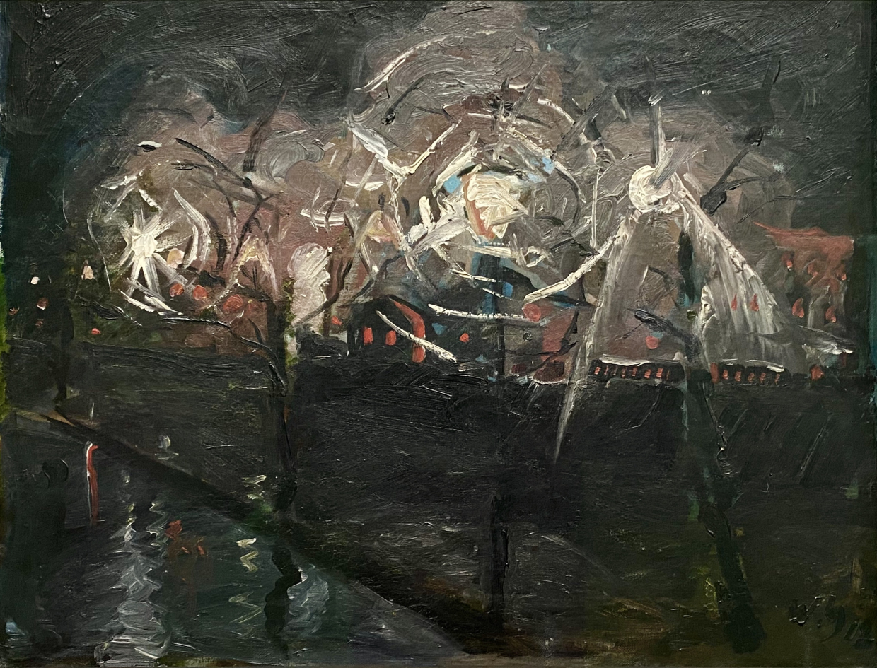 Walter Gramatte. Landscape with Lanterns,1918. Pinakothek der moderne. Munich.