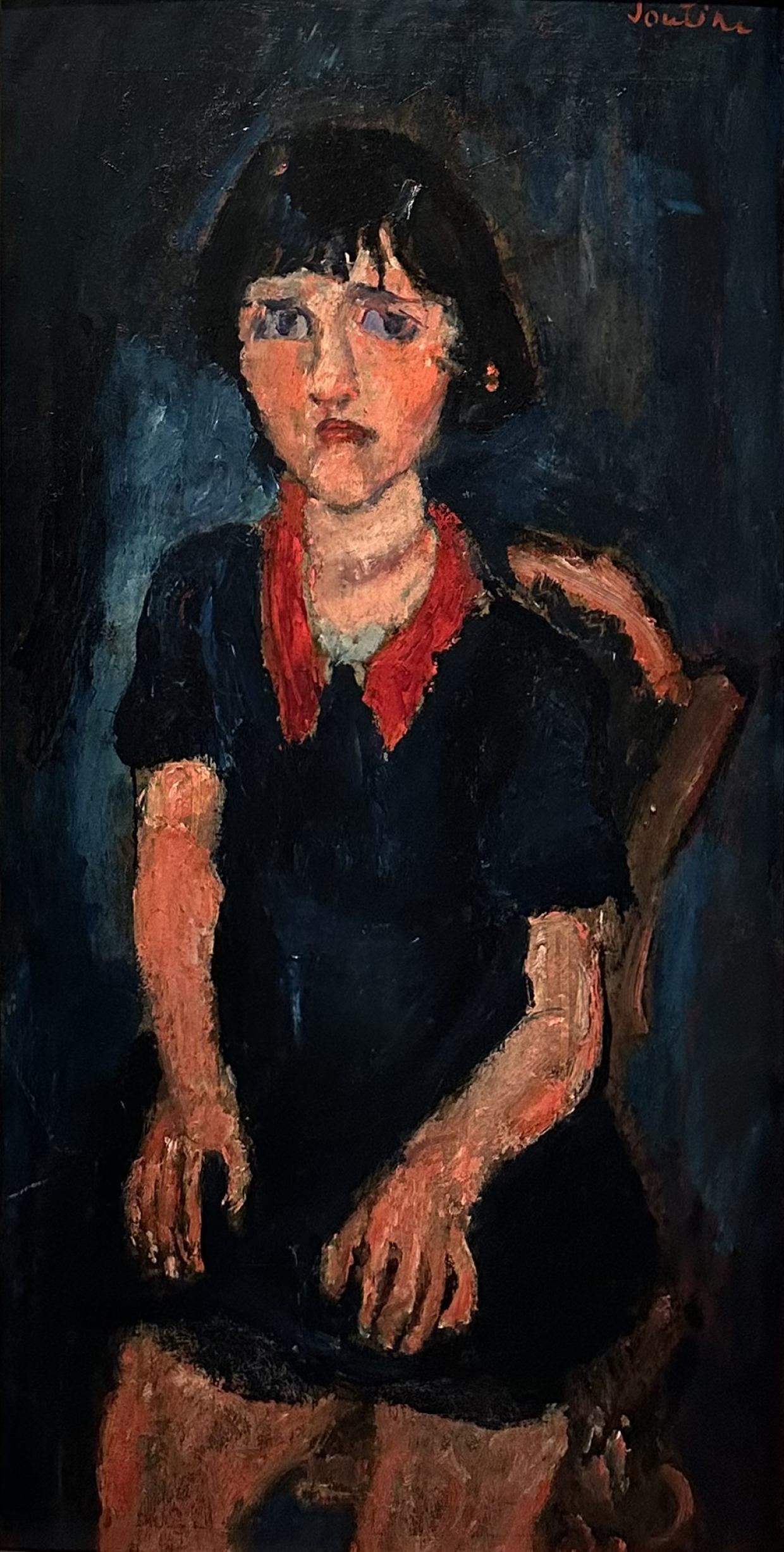 Chaim Soutine. 1893-1943. Young Girl in Blue Dress with Red Collar, ca. 1928. Oil on panel. Private Collection. Photo Dan
