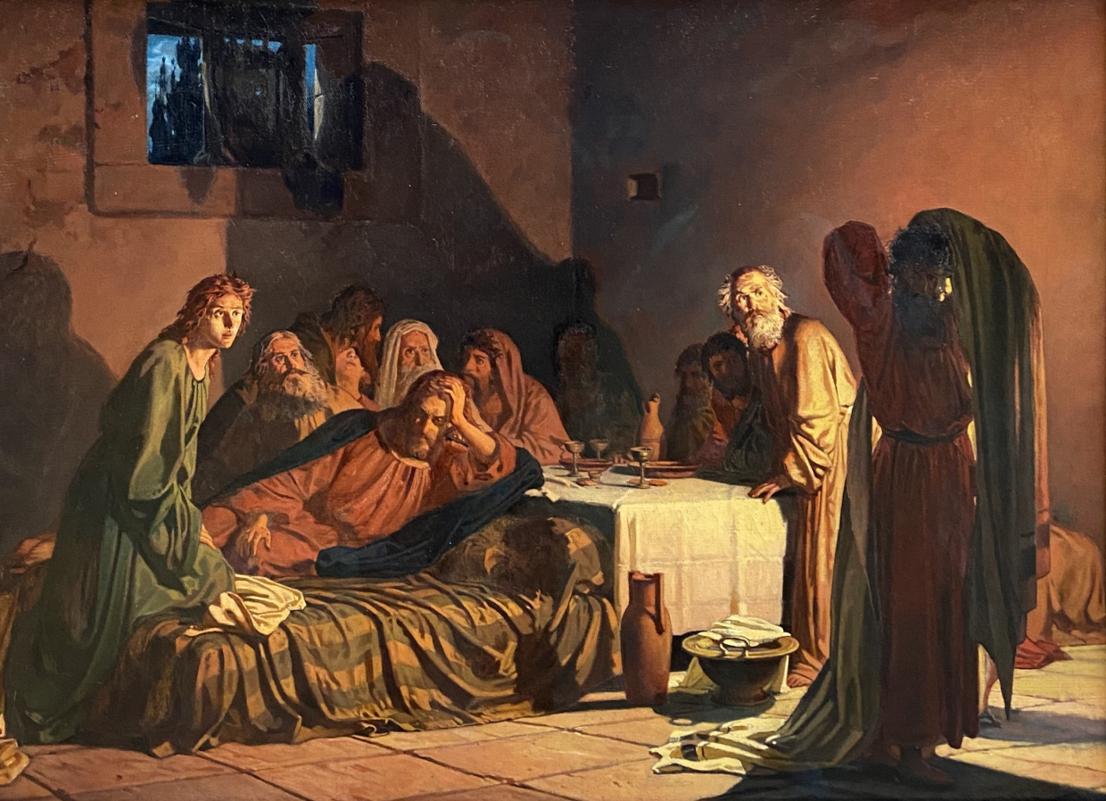 Nikolai Ge (1831-1894). The Last Supper.1866. Reduced copy of the painting of the same name. Canvas, oil. GTG.
