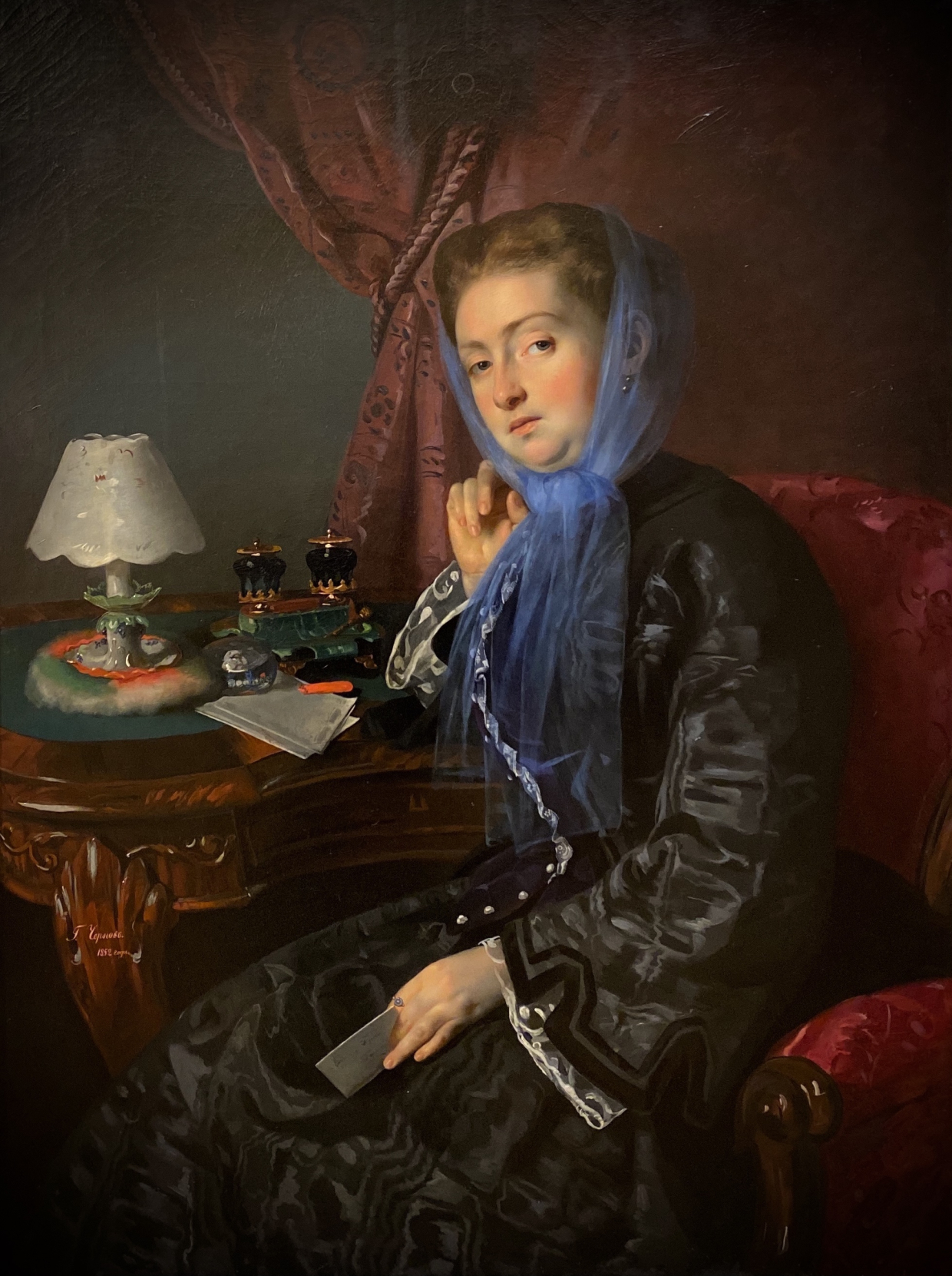 Gavriil Chernov. Portrait of Natalia Zueva.,1852. Russian museum