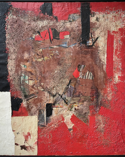 Aliberties Burri (1915-1995). Rosso Nero. 1953. Oil, enamel paint, canvas, pumicite on canvas . Gallerie d'Italia. Milano.