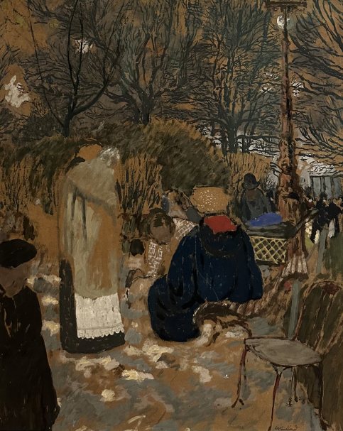 Edouard Vuillard, 1868-1940, France. The Nurses at Parc Batignolles, 1899. Distemper on cardboard. Moshe and Sara Mayer Collection. Tel Aviv Museum of Art