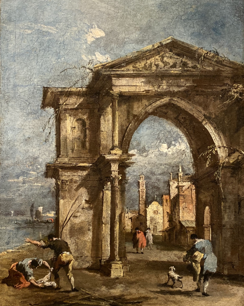 Francesco Guardi. Capriccio with Triumphal Arch. 1770-1775. Accademia Carrara. Bergamo.