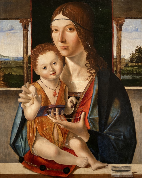 Jacopo (o Jacobello) di Antonello e Antonello da Messina(?). Madonna and Child. 1480.   Accademia Carrara. Bergamo