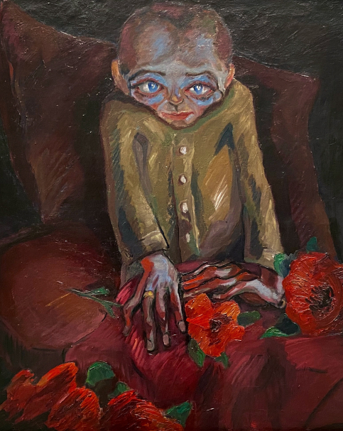 Walter Gramatte. Sick Man with Flowers. 1918. Pinakothek der moderne. Munich.