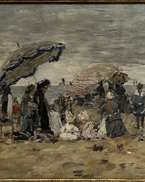 Eugène-Louis Boudin 1824-1898. Trouvaille, Umbrellas on the Beach, 1886. Oil on canvas. Moshe and Sara Mayer Collection. Tel Aviv Museum of Art. Photo Dan Daniel