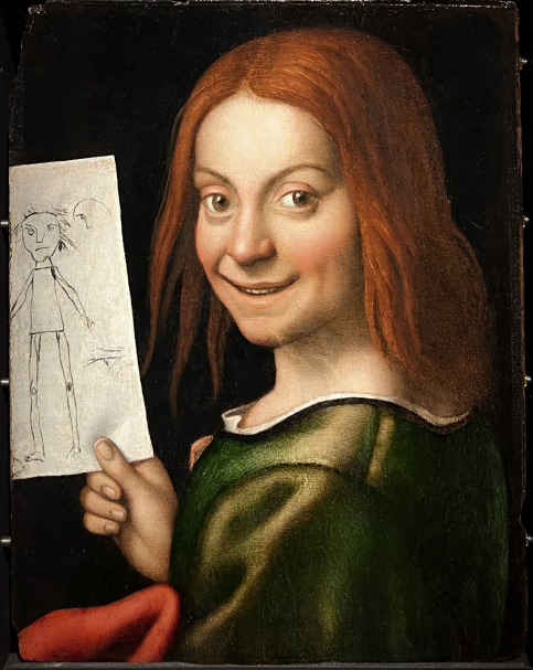 Giovan Francesco Caroto (1480-1555 c.). Portrait of a Young Man with a Child ‘s Drawing. Castelvecchio museum Verona. Photo Dan Daniel