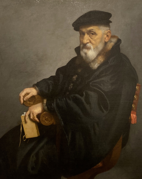 Giovan Battista Moroni (1520/1524 circa- 1579). Portrait of an Elderly Man seated (Pietro Spino). 1575-1579. Accademia Carrara. Bergamo