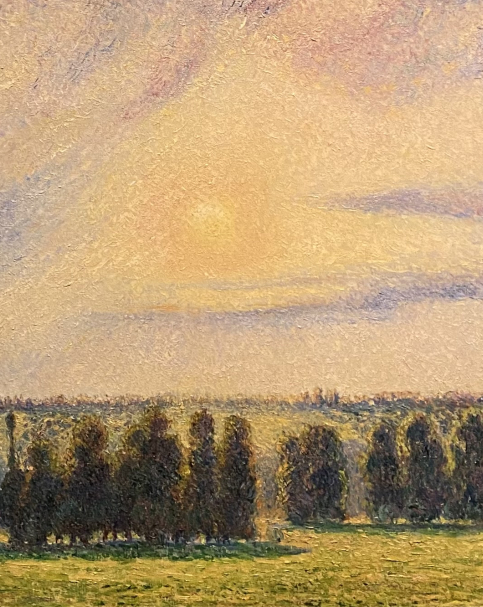 Camille Pissaro 1830-1903. Sunset at Éragny. 1890.  Oil on canvas. The Israel Museum Jerusalem Photo Dan Daniel