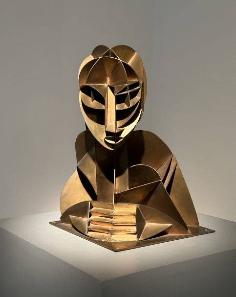 Naum Gabo, 1890-1977. Constructed Head No. 2, 1953-1957. Phosphor bronze on wooden base. Bequest of Miriam Gabo, London