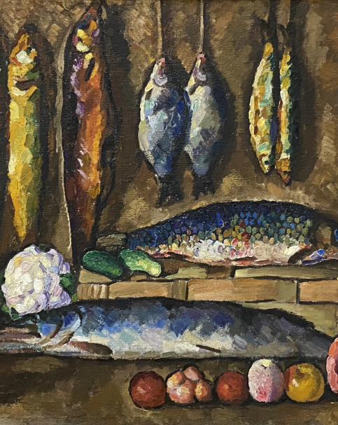 Ilya Mashkov. Still life. Fish, vegetables and fruits. 1910. National art gallery of Armenia.