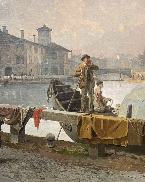 Arturo Ferrari (1861-1932).  Milan, The Naviglio of Viarenna. 1894. Oil on canvas. Gallerie d'Italia. Milano.