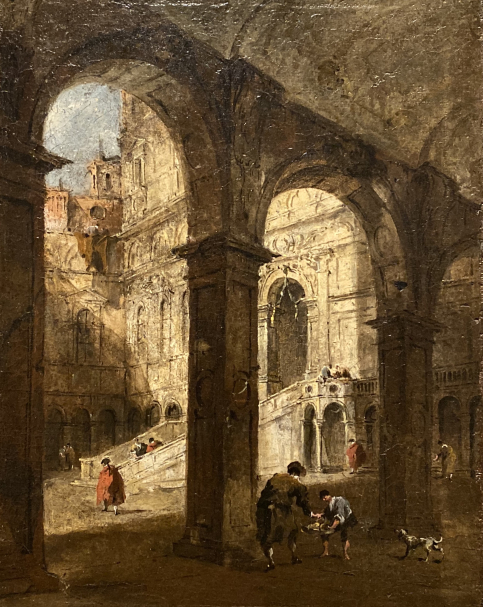 Francesco Guardi. View of the Courtyard of the Doge’s Palace and Giant’s Staircase in Venice. 1780-1785. Accademia Carrara. Bergamo.