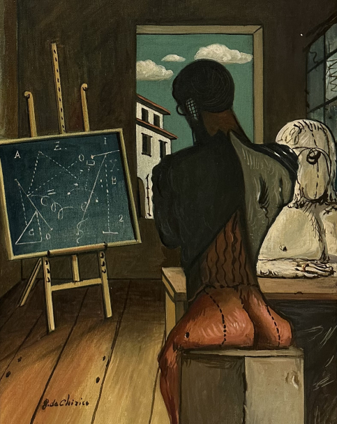 Giorgio de Chirico 1888-1978. Philosopher and the Poet, ca. 1955.  Oil on canvas. Mizne-Blumental Collection. Tel Aviv Museum of art. Photo Dan