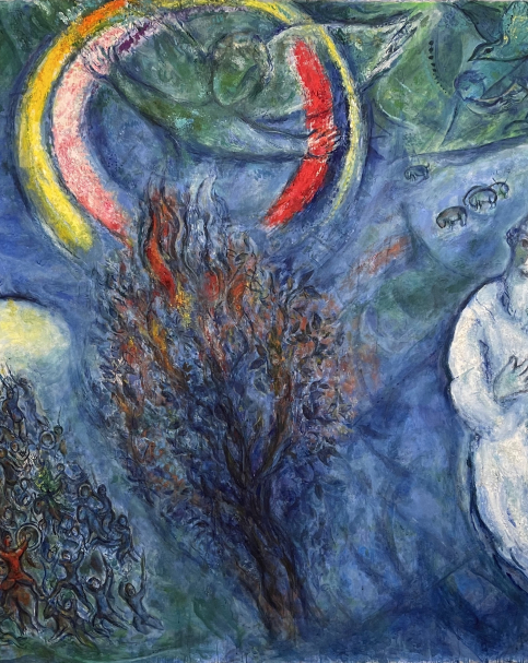 Marc Chagall. Moses and the Burning Bush. 1960-1966.  Oil on canvas. The National Marc Chagall museum. Nice.