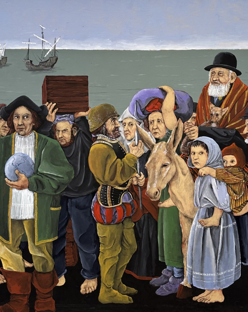 Sarlos Eduardo 1937-1999 Uruguay «1492» Expulsion of Jews from Spain. Waiting for the vessels on the sea shore.