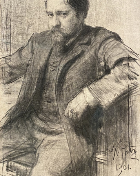 Ilya Repin. Portrait of Valentin Serov. 1901. Canvas, charcoal. GTG.