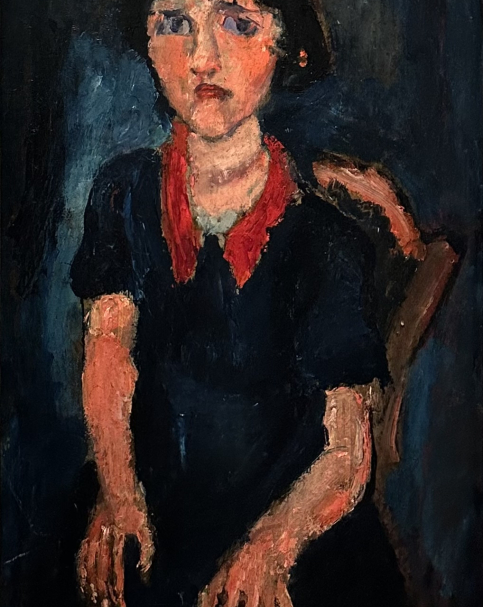 Chaim Soutine. 1893-1943. Young Girl in Blue Dress with Red Collar, ca. 1928. Oil on panel. Private Collection. Photo Dan