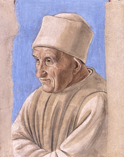 Pittore Fiorentino. Portrait of Old man. Last quarter of the 15th century. Fresco on tile. Galleria degli Uffizi. Firenze.