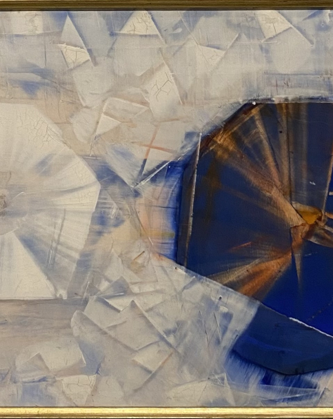 Max Ernst, 1891-1976. Germany-France. Crystals in White and Blue, 1958. Oil on wooden panel. Mizne-Blumental Collection, Bequest of Annette Celine, 2018. Tel Aviv Museum of Art. Photo Dan Daniel