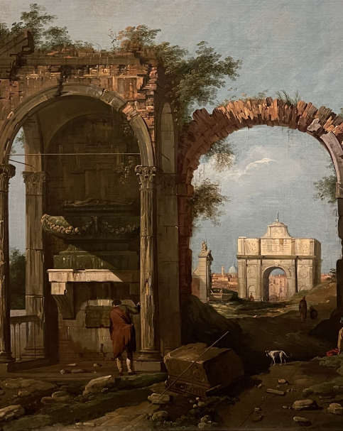 Giovanni Antonio Canal detto Canaletto. 1697-1768. Architectural Caprice with Classical Ruins and Buildings. Oil on canvas. 1756 circa. Museo Poldi Pezzoli. Milan  Photo: Dan