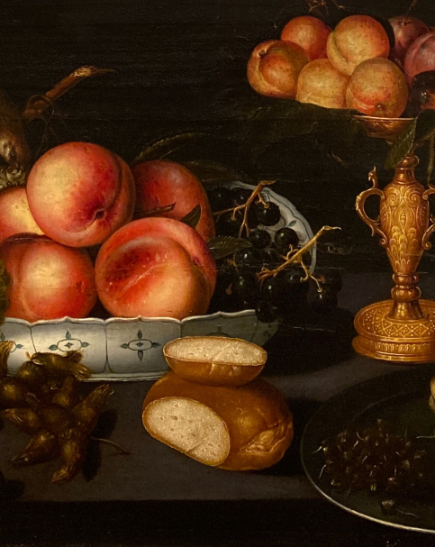 Francesco Codino (Franz Godin). Still life with fruit bowl and plums. 1620-1624. Accademia Carrara. Bergamo.