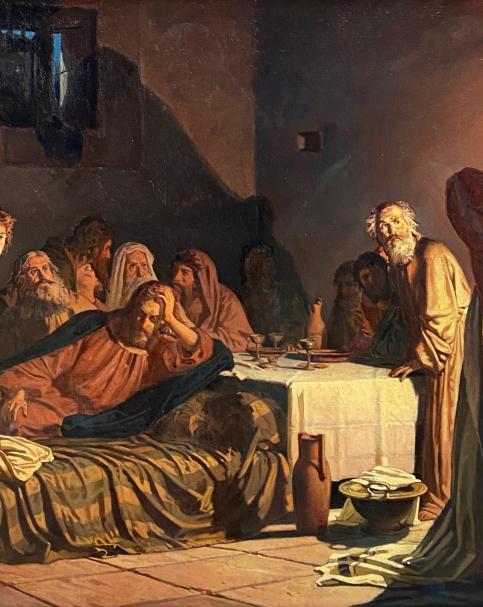 Nikolai Ge (1831-1894). The Last Supper.1866. Reduced copy of the painting of the same name. Canvas, oil. GTG.