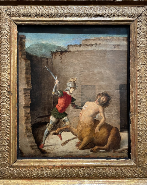 Giovanni Battista Cima da Conegliano. 1459-1517. Theseus killing the Minotaur. Tempera on panel. 1505 circa. Museo Poldi Pezzoli. Milan