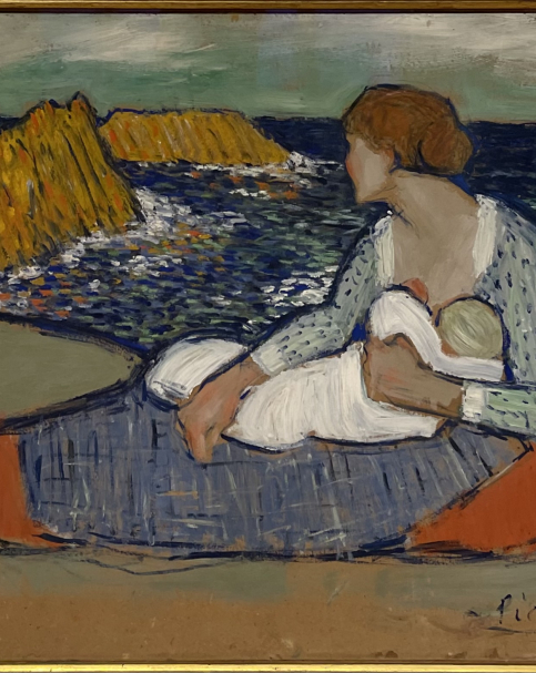 Pablo Picasso 1881-1973. Mother and Child by the Sea, 1901. Oil on cardboard mounted on panel. Tel Aviv Museum of Art. Photo Dan Daniel