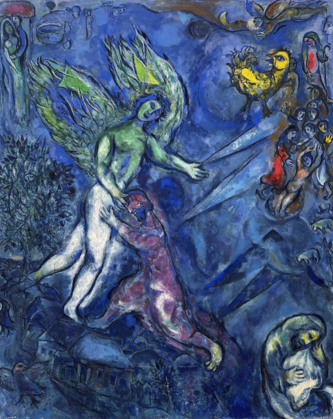 Marc Chagall. Jacob’s Wrestling with the Angel. 1960-1966. Oil on canvas. The National Marc Chagall museum. Nice.