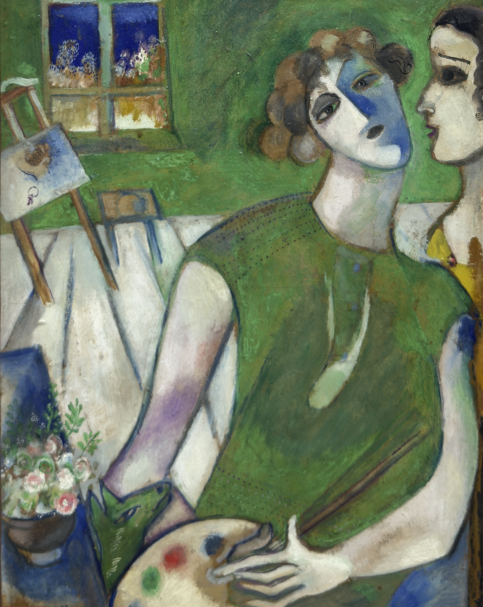Marc CHAGALL (1887-1985, français), Autoportrait en vert, 1914, Huile sur carton marouflé sur toile / Oil on cardboard mounted on canvas, Dation, 1988. Centre Pompidou, Grimaldi Forum, photo: Daniel Rabinovich
