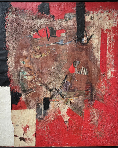 Aliberties Burri (1915-1995). Rosso Nero. 1953. Oil, enamel paint, canvas, pumicite on canvas . Gallerie d'Italia. Milano.