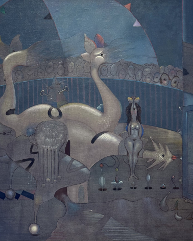 Alvares Rios (Cuba) 1932. “Le Cirque Isolite”, oil, 1974. Ralli museum Caesarea. Photo Dan Daniel