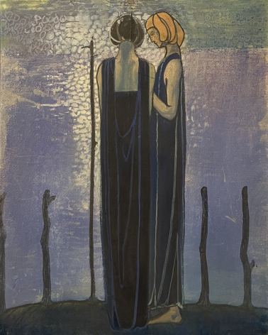 Pino Casarini 1897-1972. Figure sul lago, 1918 ca. Tempera and crayon on cardboard. GALLERIA D'ARTE MODERNA ACHILLE FORTI, Verona. Photo Dan Daniel