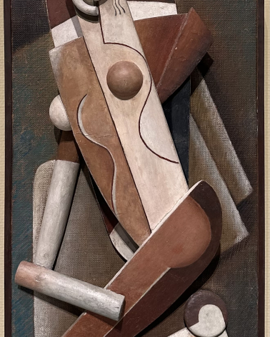 Alexander Archipenko 1887-1964. Kneeling Woman, 1916-17. Painted wood. Support: oil on burlap mounted on wooden panel. Tel Aviv Museum of Art. Photo Dan Daniel