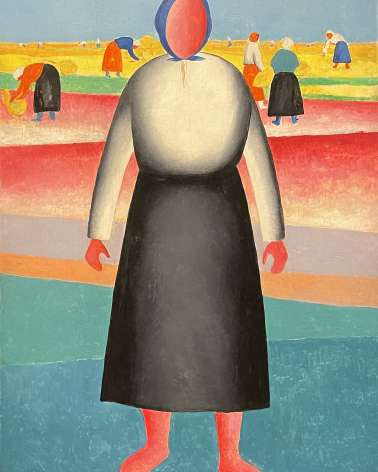 Kazimir Malevich 1879-1935. Harvesting, 1928-1929.  Oil on plywood.