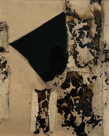 Alberto Burri . 1915-1995. Combustione 14. 1957. Paper, acrylic, Vinavil glue, combustion on canvas. Museo del Novecento. Milano.