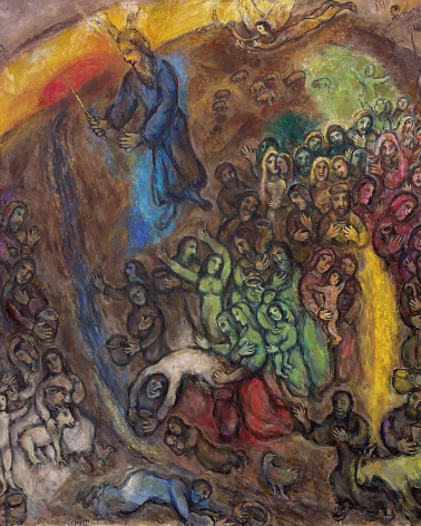 Marc Chagall. Moses Striking the Rock. 1960-1966.  Oil on canvas. The National Marc Chagall museum. Nice.