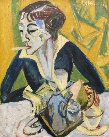 Ernst Ludwig Kirchner. Erna with Cigarette (portrait of Erna in Blue) 1915. Pinakothek der moderne. Munich.