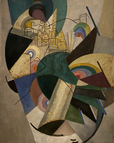 Albert Gleizes 1881-1953. Dancer of Barcelona, 1916.  Oil on paper, mounted on wooden panel. Mizne-Blumental Collection Bequest of Annette Celine,2018. Tel Aviv Museum of Art. Photo Dan Daniel