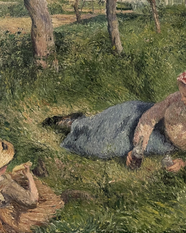 Camille Pissaro 1830-1903. Afternoon break, girl and young peasant woman resting, 1882. Oil on canvas. Tel Aviv Museum of art. Photo Dan Daniel