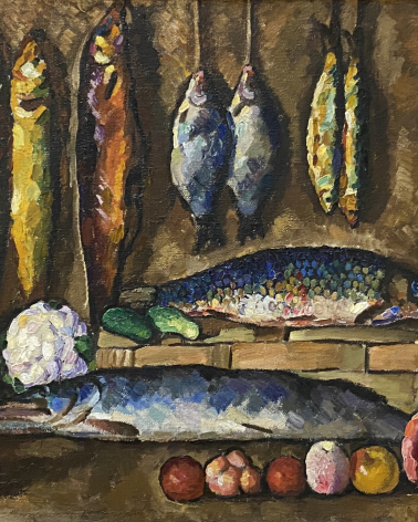 Ilya Mashkov. Still life. Fish, vegetables and fruits. 1910. National art gallery of Armenia.