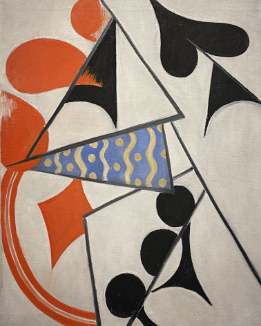 Olga Rozanova, 1886-1918. Four aces. Simultaneous depiction.  From the “Playing cards” series. 1913-1914. Oil on canvas.  Russian Museum, Saint Petersburg