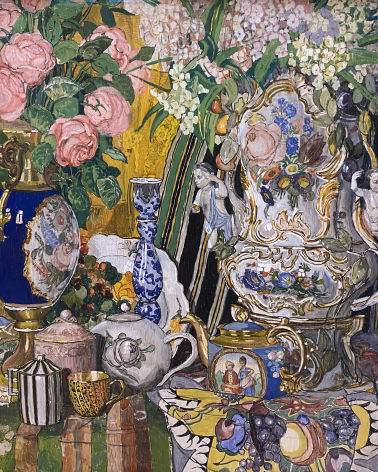 Alexander Golovin 1863-1930. Porcelain and Flowers, 1915. Tempera on panel. State Tretyakov gallery. Photo Dan