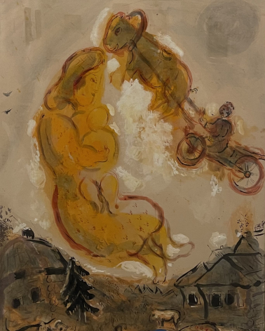 Marc Chagall 1887-1985. Rural Family, 1955-1965. Gouache, watercolor, and ink wash on paper, mounted on canvas. Simon and Marie Jaglom Collection. Tel Aviv museum of art. Photo Dan Daniel