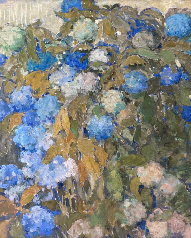 Nikolay Sapunov (1880-1912). Blue hydrangeas. 1912. Canvas, tempera, pastel. GTG.