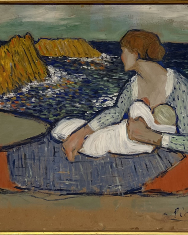 Pablo Picasso 1881-1973. Mother and Child by the Sea, 1901. Oil on cardboard mounted on panel. Tel Aviv Museum of Art. Photo Dan Daniel